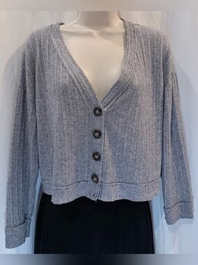 HASHTTAG Ribbed Cropped Cardigan